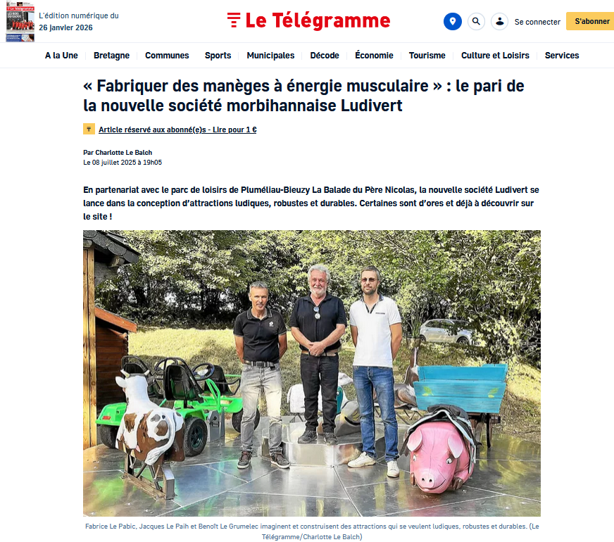 Capture d’écran d’un article du Télégramme consacré à Ludivert